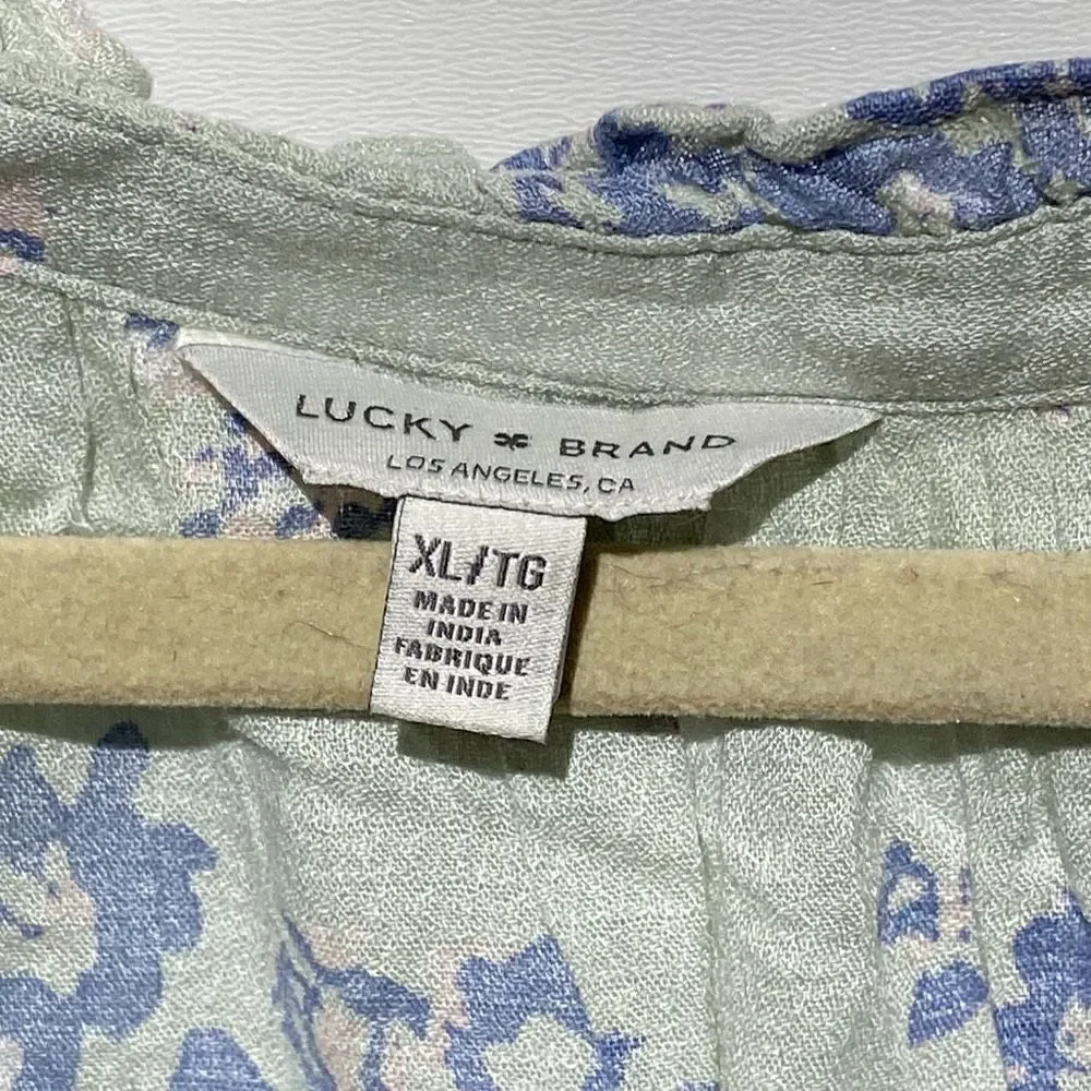 Lucky Brand Women's Multicolor Floral Tassel Ruffled Prairie Blouse Size XL - Picture 9 of 14